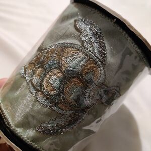 D Stevens Embroidered Sea Turtle Pale Green Decorative Christmas Ribbon Coastal